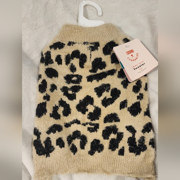 Leopard print fuzzy dog sweater medium size - Picture 1 of 4